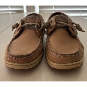 Sperry Top-Sider Men’s Tan Leather Boat Shoes‎ Moc Toe Size 9 Casual